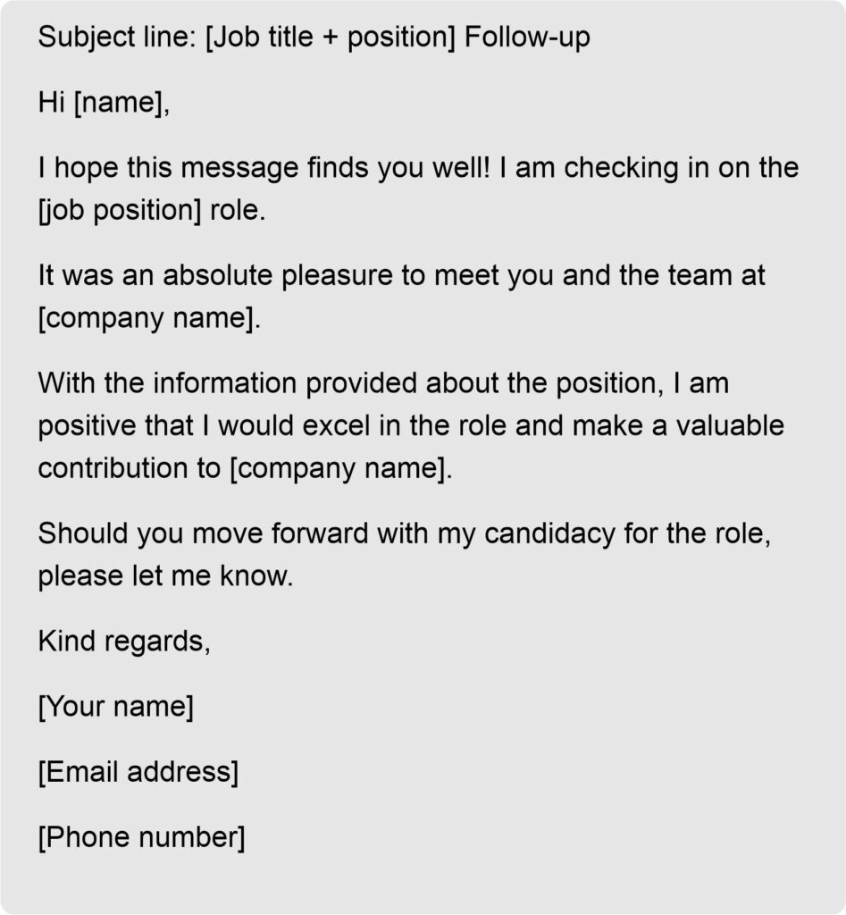 Job Follow Up Letter