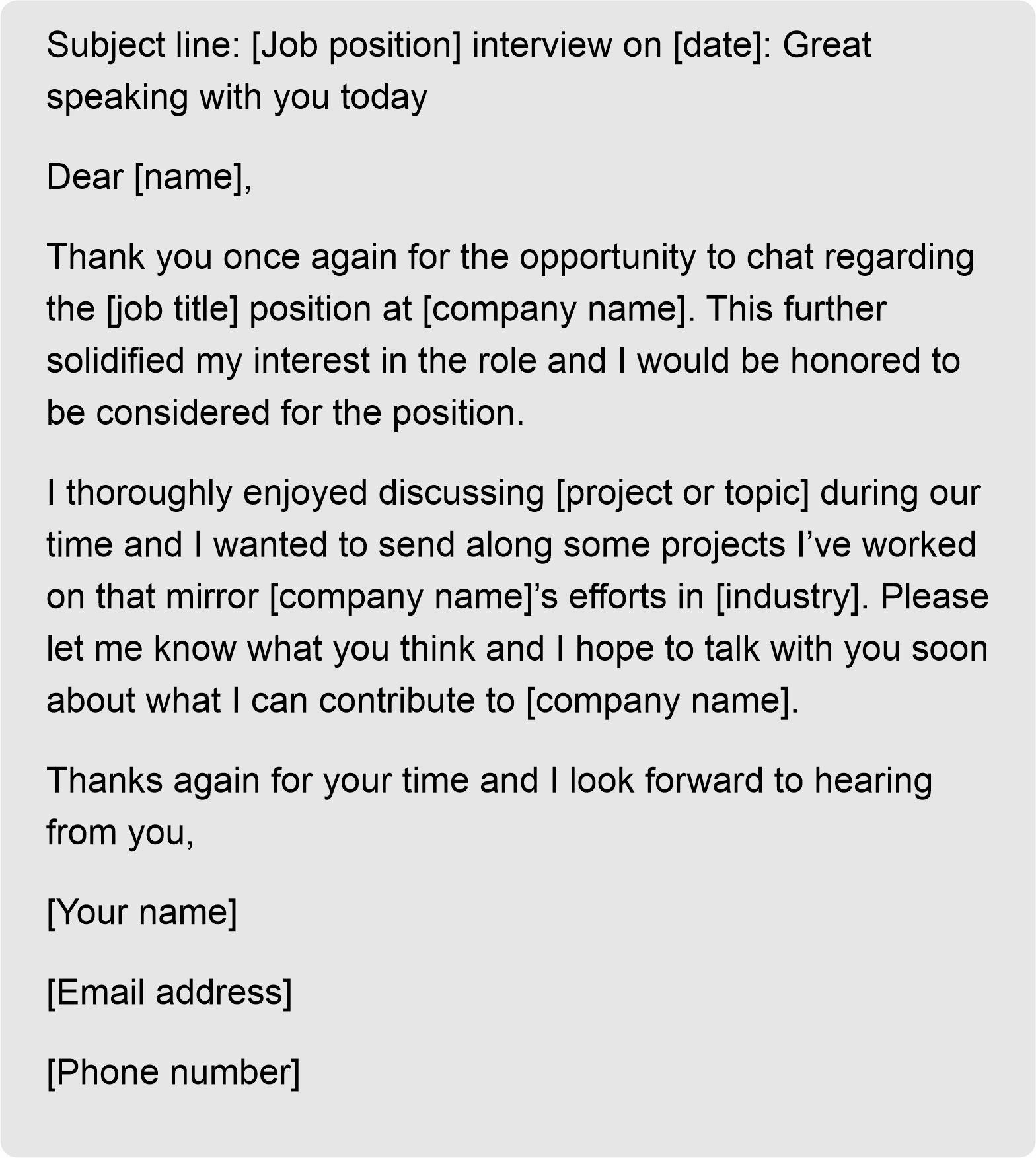 Sample Follow Up Email After Interview To Recruiter