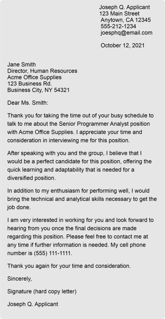 follow up email after interview sample 11